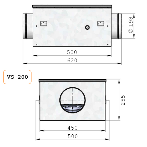 Вентилятор канальный круглый шумоизолированный VS- 200 Compact
